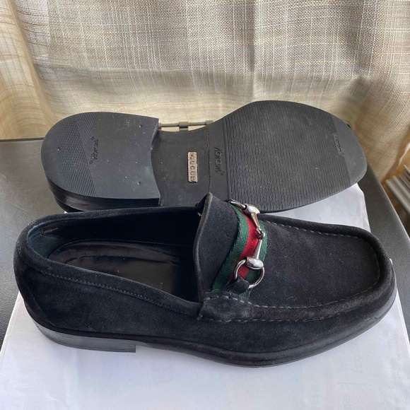 MEN\'S GUCCI BLACK SUEDE LEATHER LOAFERS/ moccasins 40.5-7.5 slip on slides derby main image 9
